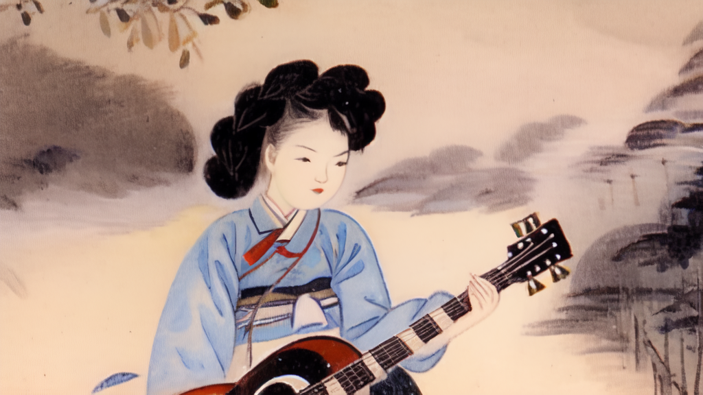 a girl playing guitar